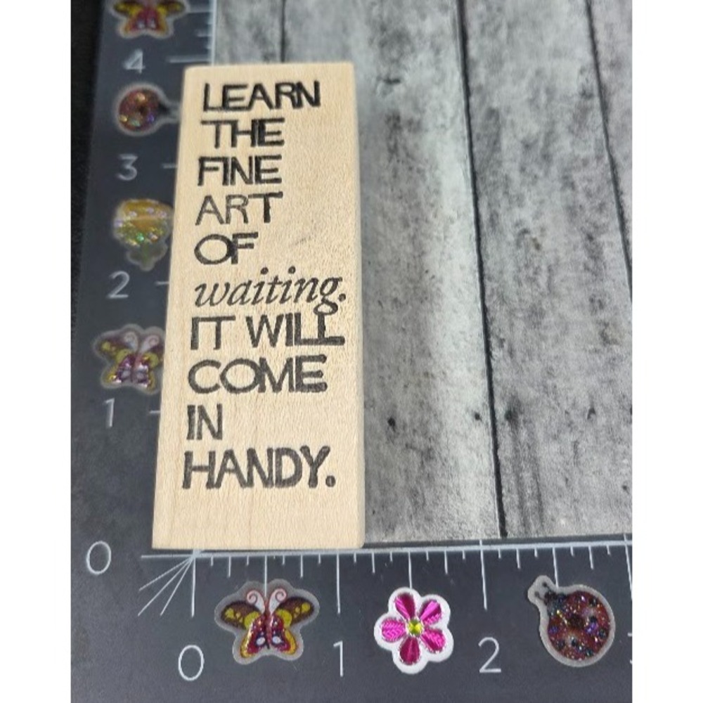 River City Learn Fine Art Waiting Come In Handy 4204I Rubber Stamp Wood #C35